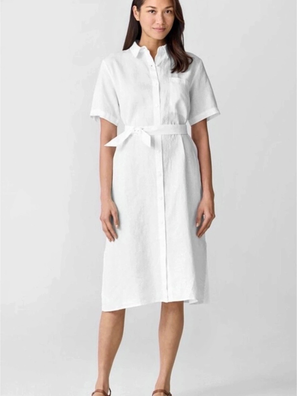Eileen Fisher Organic Linen Shirt Dress White